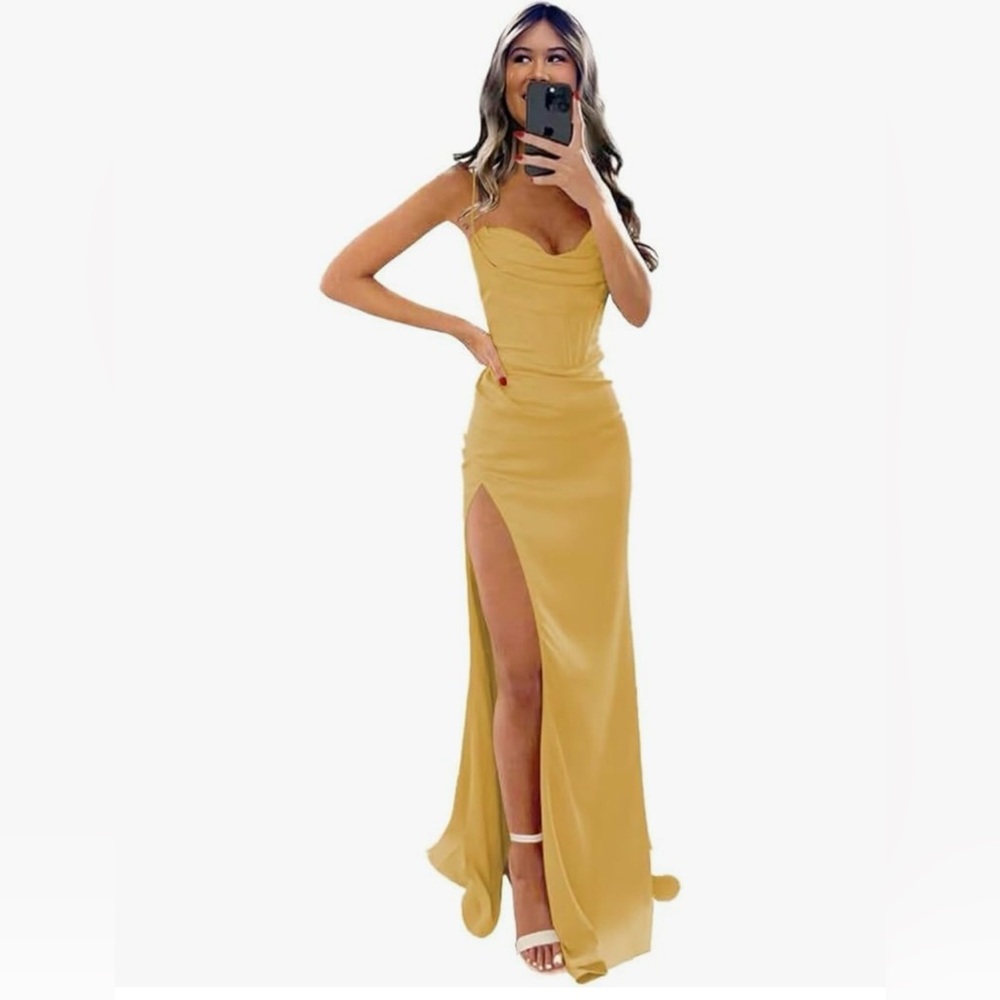 Women's Spaghetti Straps Bridesmaid Dresses Satin for Long Sweetheart Mermaid 16